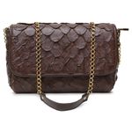 Bolsa em Couro de Pirarucu (Arapaima Gigas) Chocolate Escama Natural