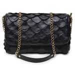 Bolsa em Couro de Pirarucu (Arapaima Gigas) Preto Escama Natural