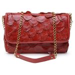 Bolsa em Couro de Pirarucu (Arapaima Gigas) Vermelho Escama Natural