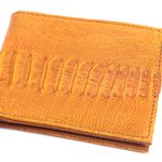 Carteira MINI em Couro de Canela de Avestruz (Struthio camelus) Mostarda