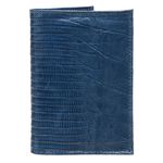 Carteira Masculina em Couro de Lagarto Teiú (Tupinambis rufescens) Azul Marinho