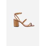 SANDALIA TRES TIRAS SALTO BLOCO - BRONZE