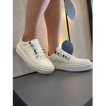 TENIS COURO BRANCO ELÁSTICO STRASS PRETO