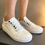 TENIS COURO BRANCO ELÁSTICO STRASS PRETO