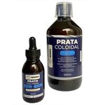 Kit com 1 Prata coloidal New Quantic Frequenciada 500ml + 1 Prata coloidal New Quantic Frequenciada 60ml com conta gotas