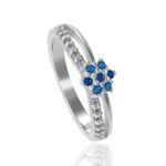 Anel Flor de Zircônia com Aro Duplo em Prata 925