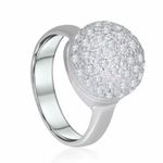 Anel Meia Bola (Cogumelo) de Zircônias em Prata 925