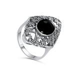 Anel Resina Oval Colorida com Marcassitas em Prata 925