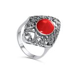 Anel Resina Oval Colorida com Marcassitas em Prata 925