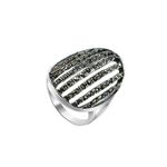 Anel Oval Aros Vazados de Marcassita em Prata 925