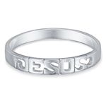 Anel em Prata Escrito Jesus Vazado