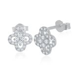 Brinco Flor com Pedras Zircônias em Prata 925