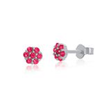 Brinco Flor Pequena Zircônias em Prata 925