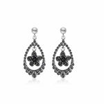 Brinco Gota Flor com Marcassitas em Prata 925