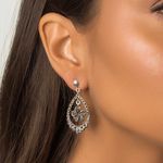 Brinco Gota Flor com Marcassitas em Prata 925