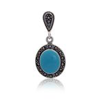 Brinco Resina Oval Colorida e Marcassitas em Prata 925