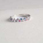 Anel Flores Zig Zag com Zircônias Coloridas Prata 925