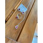 Kit Dia das Mães em Prata 925 com Zircônia Rosa Gota Anel, Colar e Brincos em Promoção Exclusiva