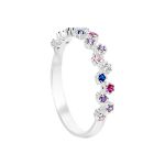 Anel Flores Zig Zag com Zircônias Coloridas Prata 925