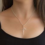 Pingente Fé Crucifixo Fino em Prata 925
