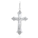 Pingente Masculino Crucifixo com Cristo Lenho Pontas Foscas em Prata 925
