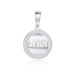 Pingente Medalha Jesus com Pedras Zircônias em Prata 925