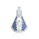Pingente Nossa Senhora Aparecida Grande Pedras Zircônias em Prata 925