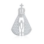 Pingente Nossa Senhora Aparecida Grande Pedras Zircônias em Prata 925