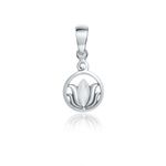 Pingente Oval Flor de Lotus Vazado em Prata 925