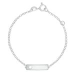 Pulseira Infantil Plaquinha com Flor Vazada Nome Personalizado Elo Português em Prata 925