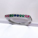 Anel Prata 925 Sinete Com Zircônias Coloridas 