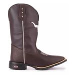 Bota Texana Masculina Marrom Touro Vazado Tatu Virado Bico Quadrado 
