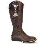 Bota Hípica Masculina Couro Floater Chocolate e Dallas Pinhão Com Faca Acoplada – Tatu Virado
