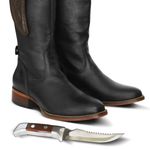 Bota Hípica Masculina Couro Floater Preto Com Faca Acoplada – Tatu Virado