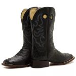 Bota Texana Exótica Masculina Couro Avestruz Preto e Floater Preto - Tatu Virado 