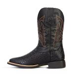 Bota Texana Exótica Masculina Couro Jacaré Preto e Dallas Preto - Tatu Virado 