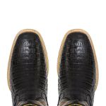Bota Texana Exótica Masculina Couro Jacaré Preto e Dallas Preto - Tatu Virado 