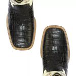 Bota Texana Exótica Masculina Couro Jacaré Preto e Floater Marfim – Tatu Virado 