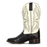 Bota Texana Exótica Masculina Couro Jacaré Preto e Floater Marfim – Tatu Virado 