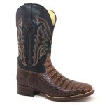Bota Texana Exótica Masculina Couro Jacaré Tabaco e Floater Preto – Tatu Virado 
