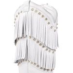 Bota Texana Feminina Couro Floater Branco com Franjas e Strass – Tatu Virado 