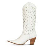 Bota Texana Feminina Couro Floater Branco com Strass – Tatu Virado 