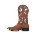 Bota Texana Feminina Couro Rustic Café Bico Quadrado – Tatu Virado