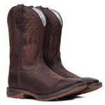 Bota Texana Masculina Couro Fóssil Café Borado Estrelas – Tatu Virado