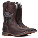 Bota Texana Masculina Couro Fóssil Café Borado U.S.A Sola Jump – Tatu Virado