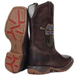 Bota Texana Masculina Couro Fóssil Café Borado U.S.A Sola Jump – Tatu Virado