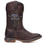 Bota Texana Masculina Couro Fóssil Café Borado U.S.A Sola Jump – Tatu Virado