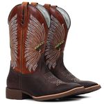 Bota Texana Masculina Couro Fóssil Café e Croassant – Tatu Virado