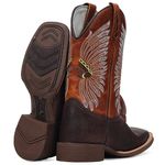 Bota Texana Masculina Couro Fóssil Café e Croassant – Tatu Virado