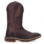 Bota Texana Masculina Couro Fóssil Café Lisa Sola Jump Costurada na Lateral – Tatu Virado